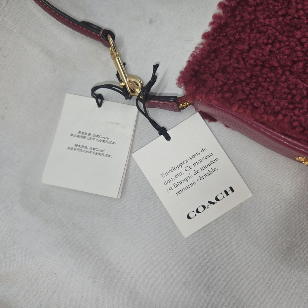 Coach Handbag CE691 Nolita 19 Shearling Black Berry Burgendy Pouch Purse New Tag - Picture 3 of 9